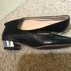 Franco Sarto size 8 black leather shoes with silver heels